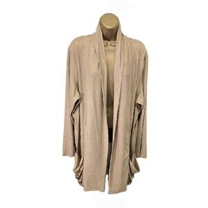Josephine Studio Long Jacket Cardigan Womens 2X Gold Sparkle Long Sleeve Pockets